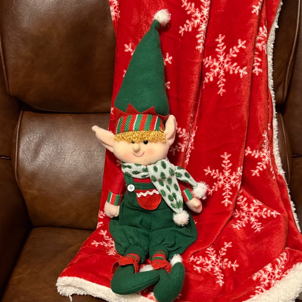 Festive Elf Plush with Green and Red Outfit